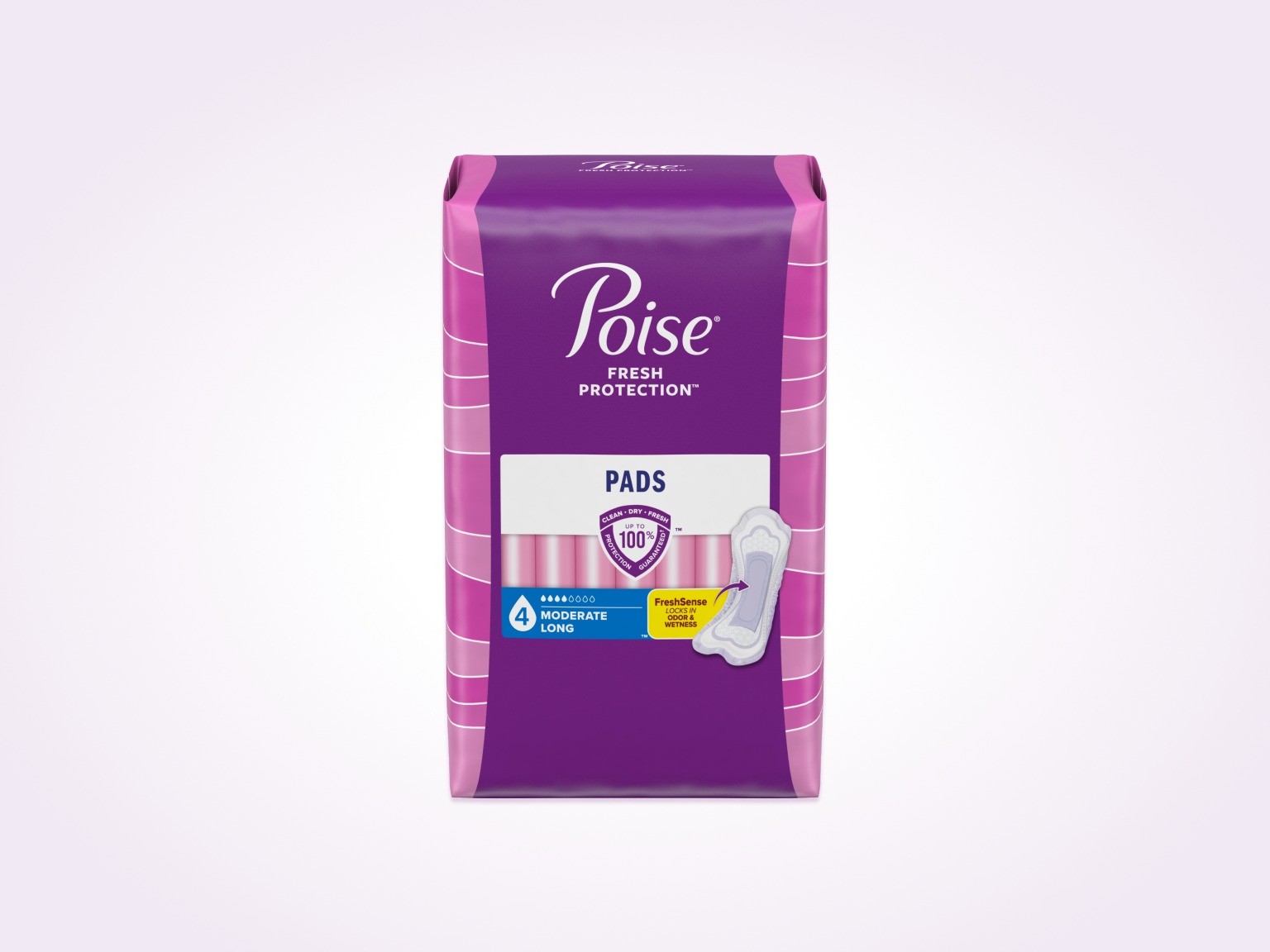 Poise® Pads For Bladder Leaks, 4 Drop Moderate Absorbency, Long Length