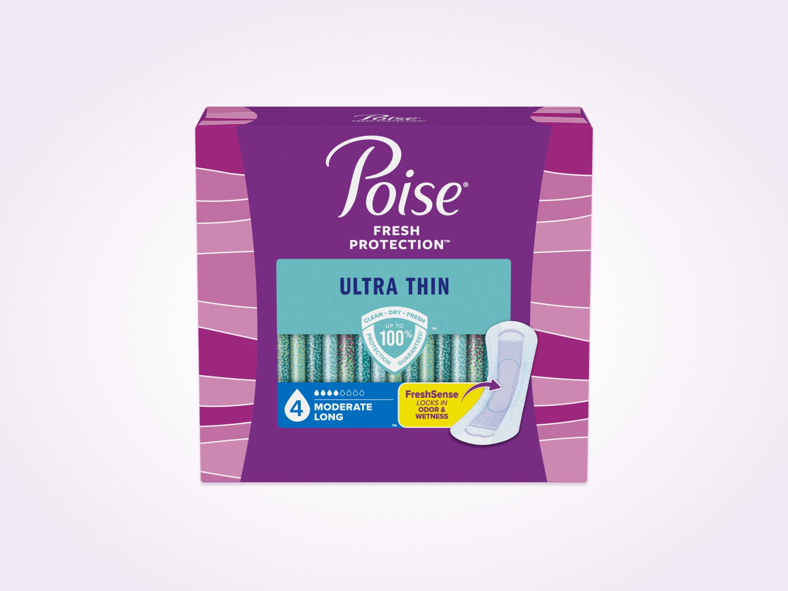 Poise® Ultra Thin Pads For Bladder Leaks, 4 Drop Moderate Absorbency, Long Length