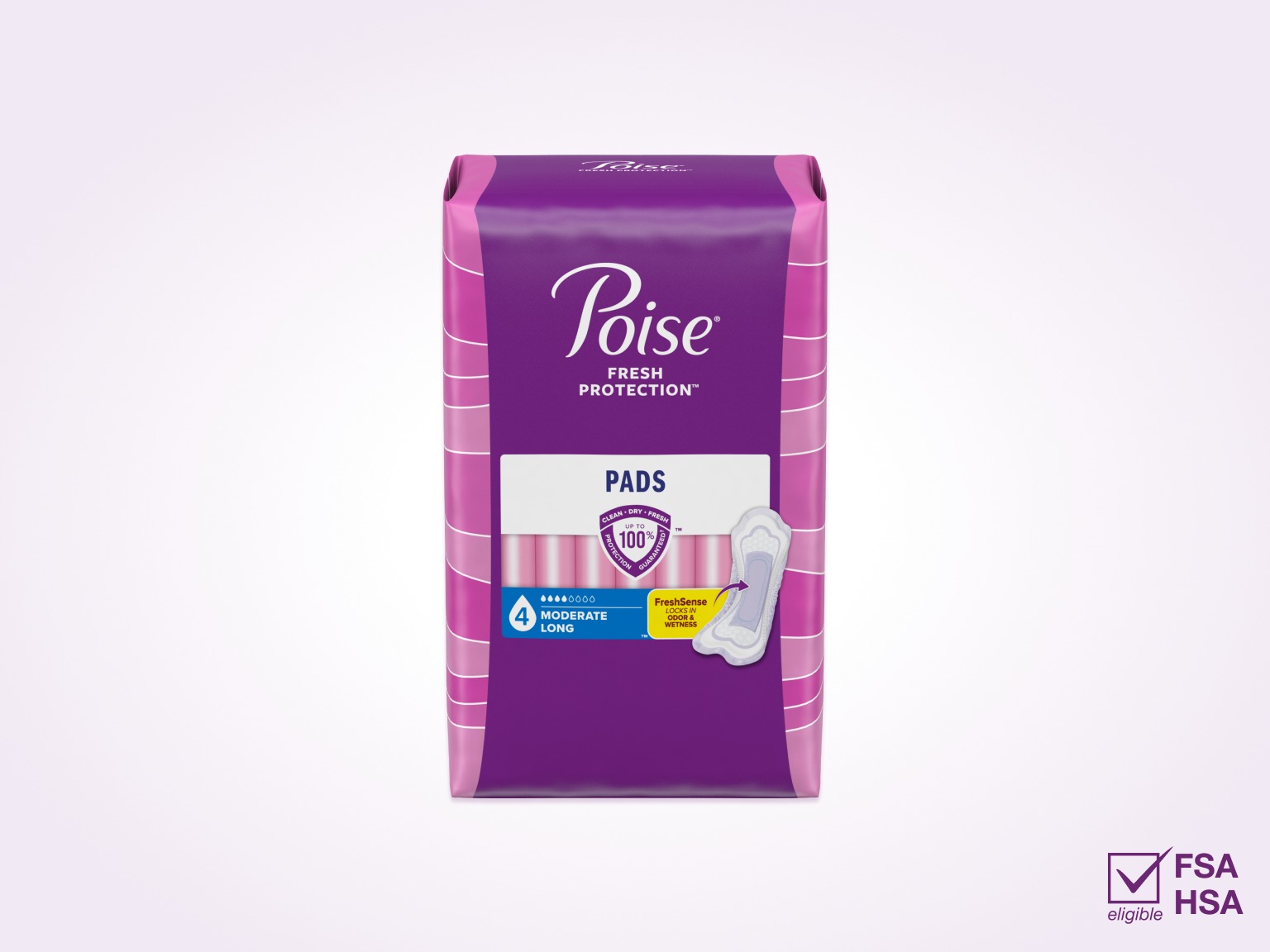 Poise® Pads For Bladder Leaks, 4 Drop Moderate Absorbency, Long Length