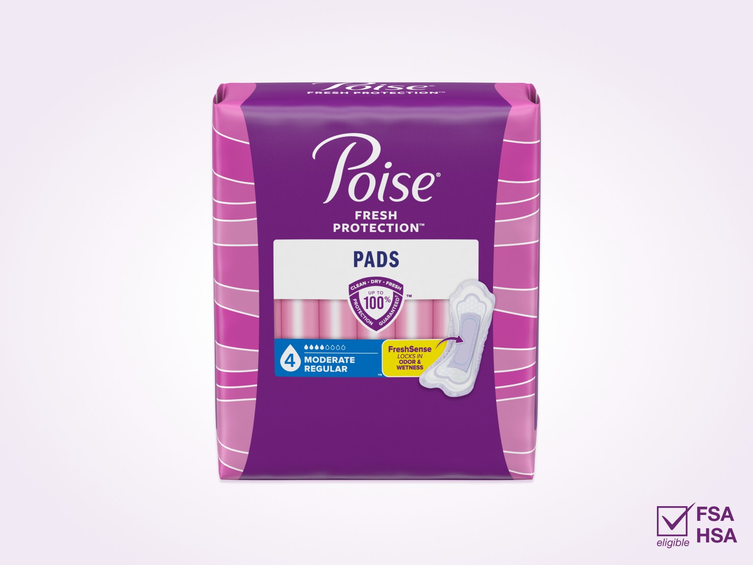 Poise® Pads For Bladder Leaks, 4 Drop Moderate Absorbency, Regular Length