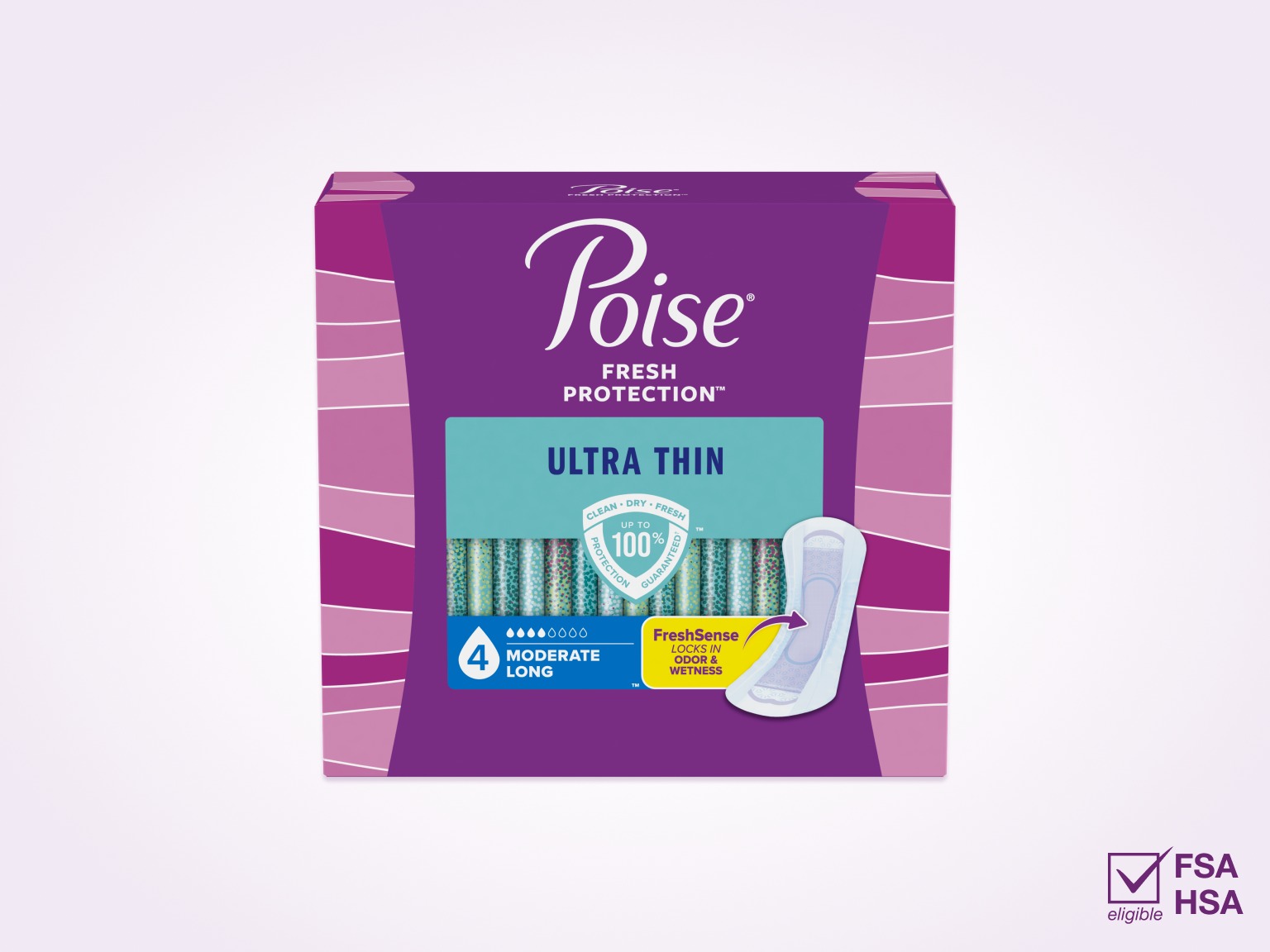 Poise® Ultra Thin Pads For Bladder Leaks, 4 Drop Moderate Absorbency, Long Length