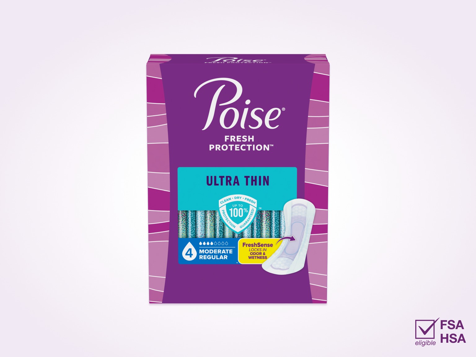 Poise® Ultra Thin Pads For Bladder Leaks, 4 Drop Moderate Absorbency, Regular Length