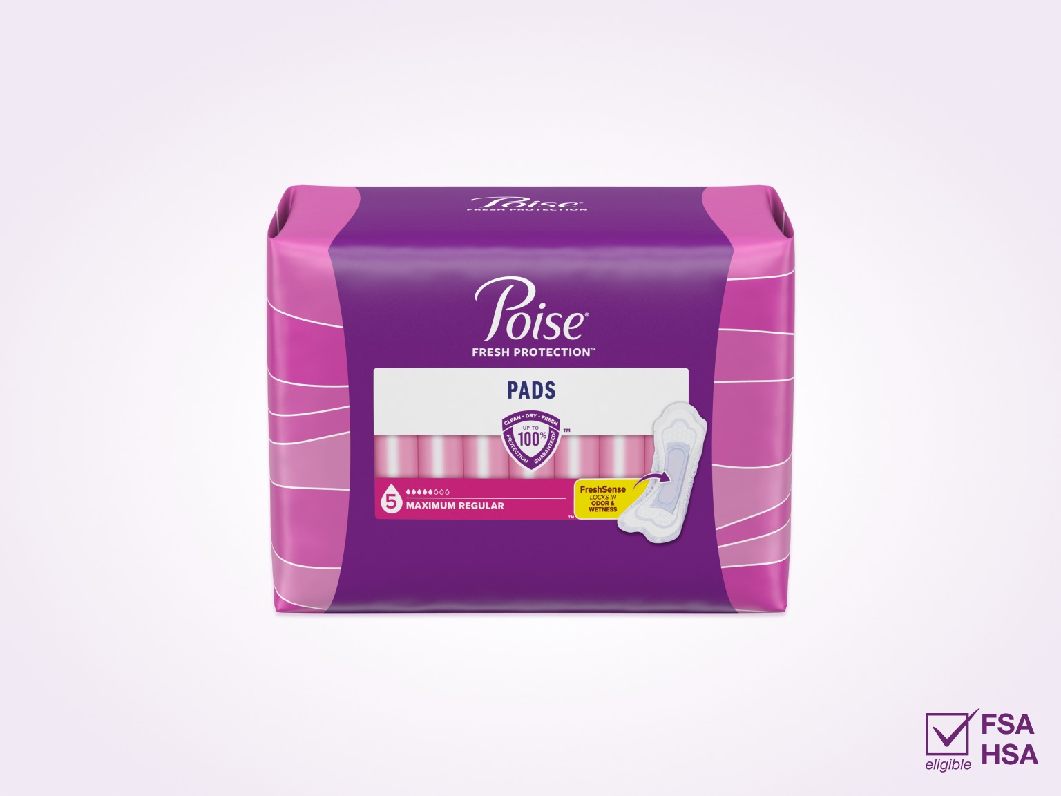 Poise® Pads For Bladder Leaks, 5 Drop Maximum Absorbency, Regular Length