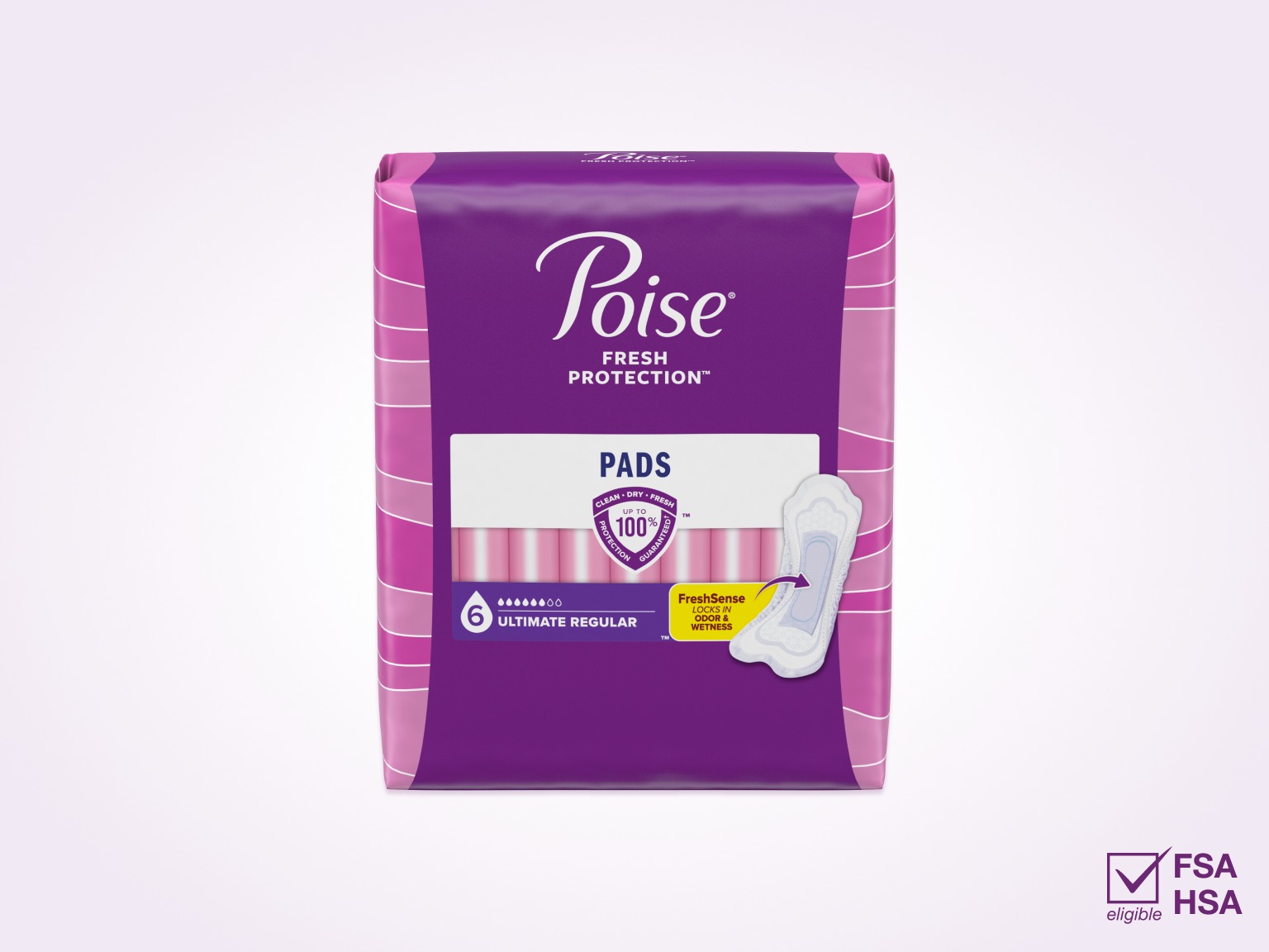 Poise® Pads For Bladder Leaks, 6 Drop Ultimate Absorbency, Regular Length