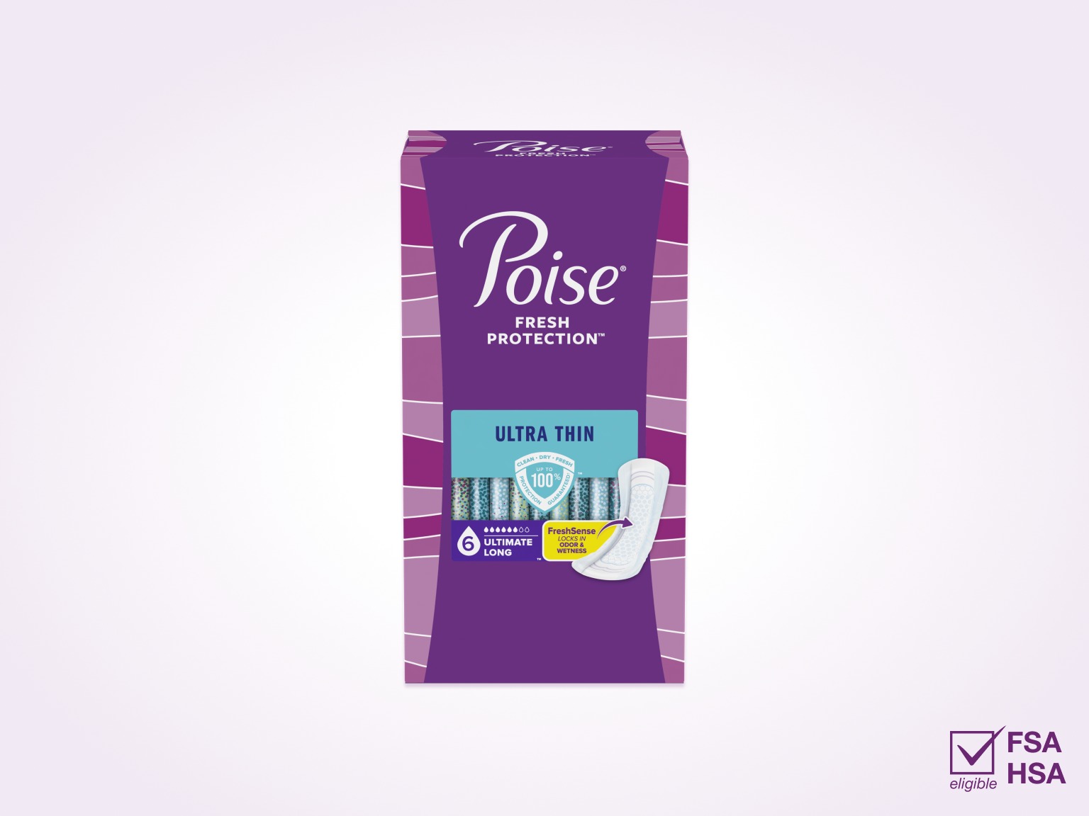 Poise® Ultra Thin Pads For Bladder Leaks, 6 Drop Ultimate Absorbency, Long Length